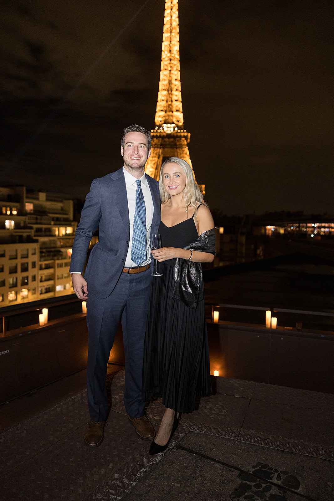 Hope and Patrick in front of the Eiffel Tower