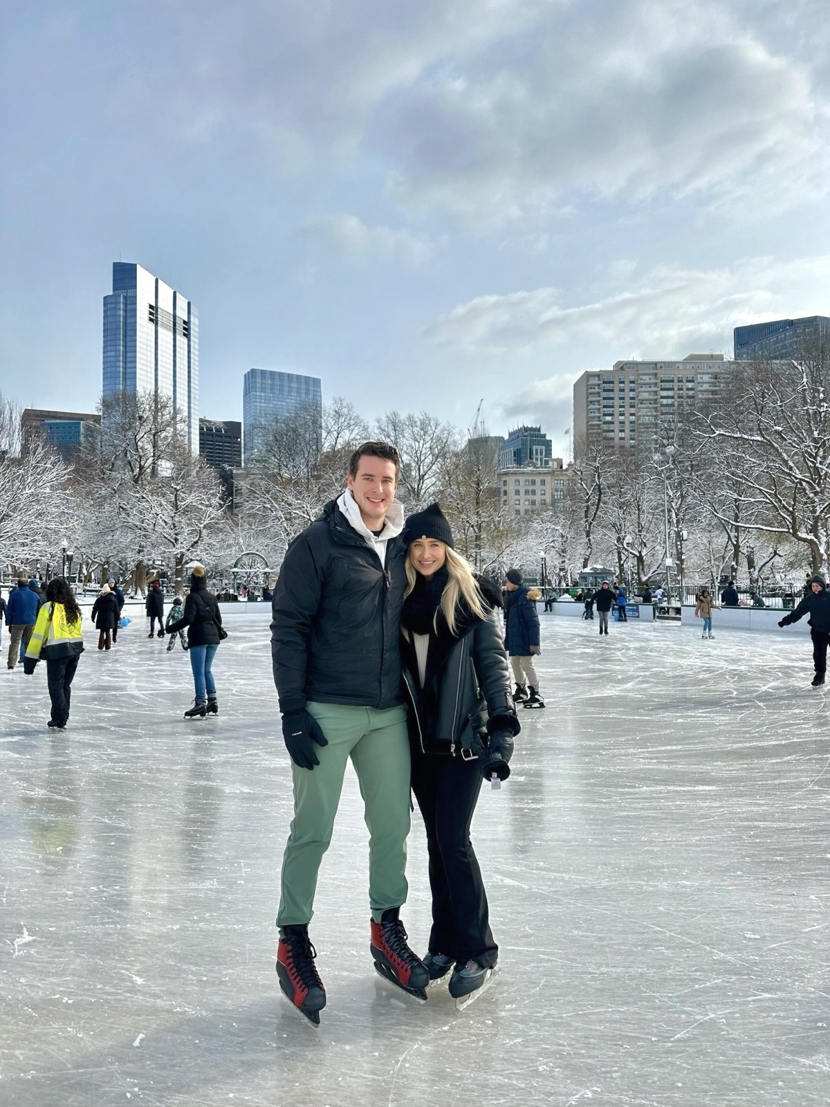 Hope and Patrick ice skating on Boston Common